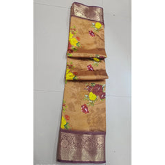 Mayawye Women's Digital Dolla Silk Printed Saree With Unstitched Blouse 5.5Mtr (Mustard)