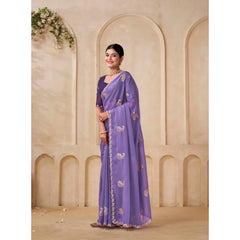 Mayawye Women's Digital Printed  Georgette Saree With Unstitched Blouse (Lavendar, 5-6 Mtrs)