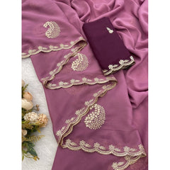 Mayawye Women's Digital Printed  Georgette Saree With Unstitched Blouse (Pink, 5-6 Mtrs)