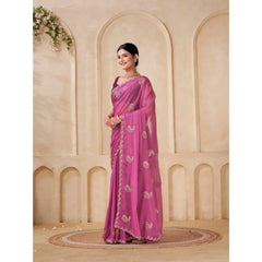 Mayawye Women's Digital Printed  Georgette Saree With Unstitched Blouse (Pink, 5-6 Mtrs)