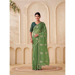 Mayawye Women's Digital Printed  Georgette Saree With Unstitched Blouse (Pista, 5-6 Mtrs)