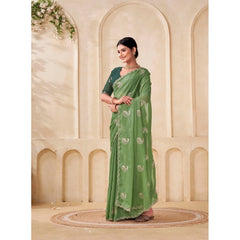 Mayawye Women's Digital Printed  Georgette Saree With Unstitched Blouse (Pista, 5-6 Mtrs)