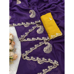 Mayawye Women's Digital Printed  Georgette Saree With Unstitched Blouse (Purple, 5-6 Mtrs)