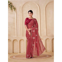 Mayawye Women's Digital Printed  Georgette Saree With Unstitched Blouse (Red, 5-6 Mtrs)