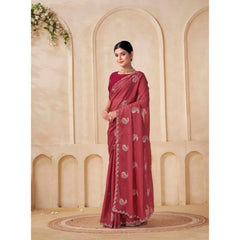 Mayawye Women's Digital Printed  Georgette Saree With Unstitched Blouse (Red, 5-6 Mtrs)