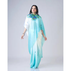 Mayawye Women's Soft Crepe Silk Printed Ready To Wear Saree With Unstitched Blouse 5.5Mtr (Sky Blue)