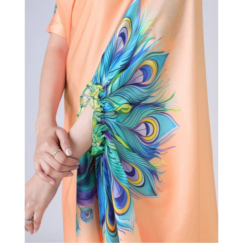 Mayawye Women's Soft Crepe Silk Printed Ready To Wear Saree With Unstitched Blouse 5.5Mtr (Orange)