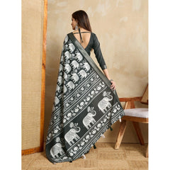 Mayawye Women's Silk Blend Printed Saree With Unstitched Blouse 5.5Mtr (Green)