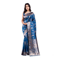 Mayawye Women's Banarasi Silk Printed Saree With Unstitched Blouse 5.5Mtr (Pinch)