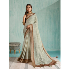 Mayawye Women's Silk Blend Printed Saree With Unstitched Blouse 5.5Mtr (Green)