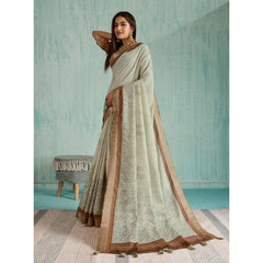 Mayawye Women's Silk Blend Printed Saree With Unstitched Blouse 5.5Mtr (Green)