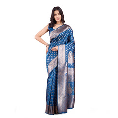 Mayawye Women's Banarasi Silk Printed Saree With Unstitched Blouse 5.5Mtr (Pinch)