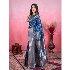 Mayawye Women's Banarasi Silk Printed Saree With Unstitched Blouse 5.5Mtr (Pinch)
