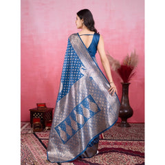 Mayawye Women's Banarasi Silk Printed Saree With Unstitched Blouse 5.5Mtr (Pinch)