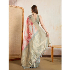 Mayawye Women's Viscose Printed Saree With Unstitched Blouse 5.5Mtr (Cream)