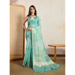 Mayawye Women's Viscose Printed Saree With Unstitched Blouse 5.5Mtr (Green)