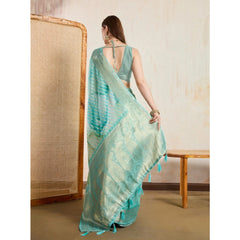 Mayawye Women's Viscose Printed Saree With Unstitched Blouse 5.5Mtr (Green)