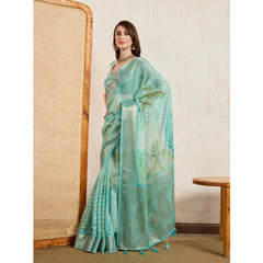 Mayawye Women's Viscose Printed Saree With Unstitched Blouse 5.5Mtr (Green)