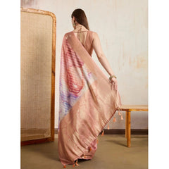 Mayawye Women's Viscose Printed Saree With Unstitched Blouse 5.5Mtr (Peach)