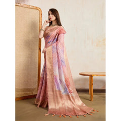Mayawye Women's Viscose Printed Saree With Unstitched Blouse 5.5Mtr (Peach)