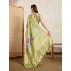 Mayawye Women's Viscose Printed Saree With Unstitched Blouse 5.5Mtr (Light Green)