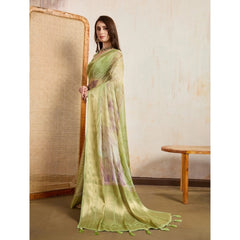 Mayawye Women's Viscose Printed Saree With Unstitched Blouse 5.5Mtr (Light Green)