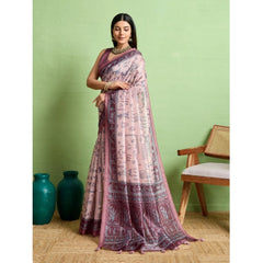 Mayawye Women's Silk Blend Printed Saree With Unstitched Blouse 5.5Mtr (Grey)