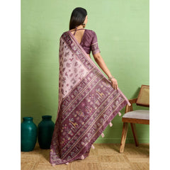 Mayawye Women's Silk Blend Printed Saree With Unstitched Blouse 5.5Mtr (Grey)