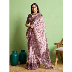 Mayawye Women's Silk Blend Printed Saree With Unstitched Blouse 5.5Mtr (Grey)