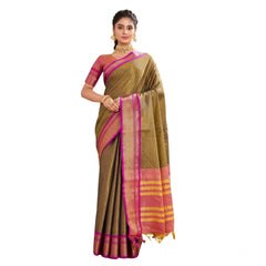 Mayawye Women's Silk Blended Jaquard Woven Saree With Unstitched Blouse 5.5Mtr (Green)