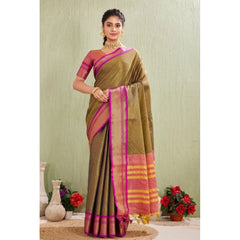 Mayawye Women's Silk Blended Jaquard Woven Saree With Unstitched Blouse 5.5Mtr (Green)