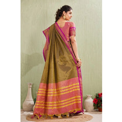 Mayawye Women's Silk Blended Jaquard Woven Saree With Unstitched Blouse 5.5Mtr (Green)