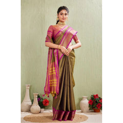 Mayawye Women's Silk Blended Jaquard Woven Saree With Unstitched Blouse 5.5Mtr (Green)