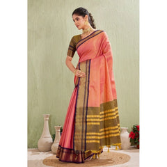Mayawye Women's Silk Blended Jaquard Woven Saree With Unstitched Blouse 5.5Mtr (Pink)