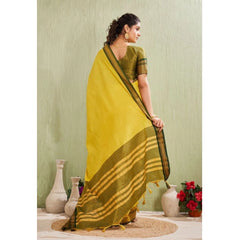 Mayawye Women's Silk Blended Jaquard Woven Saree With Unstitched Blouse 5.5Mtr (Yellow)