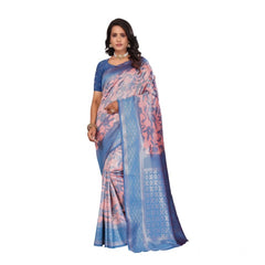 Mayawye Women's Banarasi Silk Jaquard Woven Saree With Unstitched Blouse 5.5Mtr (Pink)