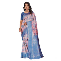 Mayawye Women's Banarasi Silk Jaquard Woven Saree With Unstitched Blouse 5.5Mtr (Pink)