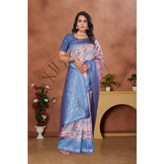 Mayawye Women's Banarasi Silk Jaquard Woven Saree With Unstitched Blouse 5.5Mtr (Pink)
