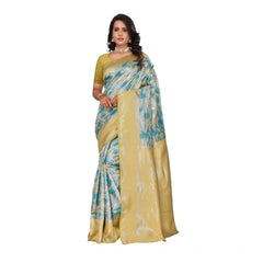 Mayawye Women's Banarasi Silk Jaquard Woven Saree With Unstitched Blouse 5.5Mtr (Yellow)