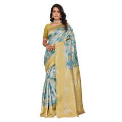 Mayawye Women's Banarasi Silk Jaquard Woven Saree With Unstitched Blouse 5.5Mtr (Yellow)