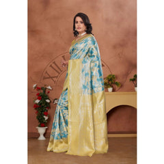 Mayawye Women's Banarasi Silk Jaquard Woven Saree With Unstitched Blouse 5.5Mtr (Yellow)