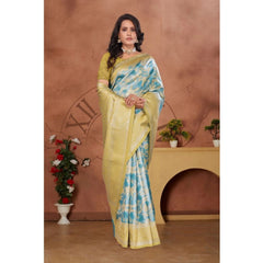 Mayawye Women's Banarasi Silk Jaquard Woven Saree With Unstitched Blouse 5.5Mtr (Yellow)