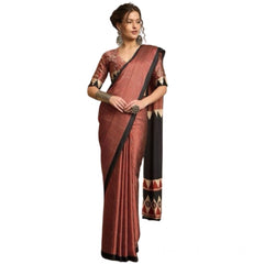 Mayawye Women's Satin Printed Saree With Unstitched Blouse 5.5Mtr (Black)