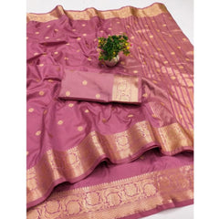 Mayawye Women's Jacquard Silk Jaquard Woven Saree With Unstitched Blouse 5.5Mtr (Pink)