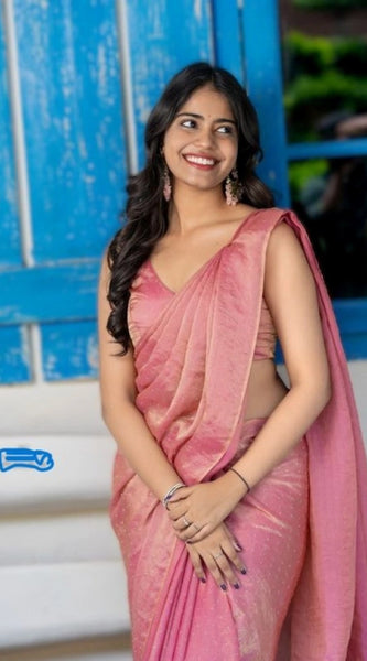 Mayawye Women's Silk Embroidred Saree With Unstitched Blouse 5.5Mtr (Pink)