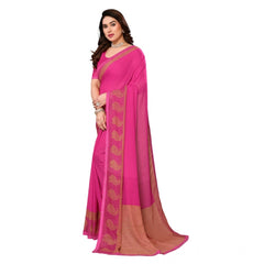 Mayawye Women's Georgette Printed Saree With Unstitched Blouse 5.5Mtr (Pink)