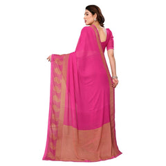 Mayawye Women's Georgette Printed Saree With Unstitched Blouse 5.5Mtr (Pink)