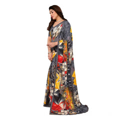 Mayawye Women's Georgette Printed Saree With Unstitched Blouse 5.5Mtr (Multicolor)