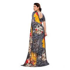 Mayawye Women's Georgette Printed Saree With Unstitched Blouse 5.5Mtr (Multicolor)