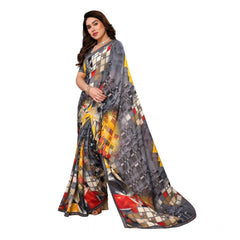 Mayawye Women's Georgette Printed Saree With Unstitched Blouse 5.5Mtr (Multicolor)